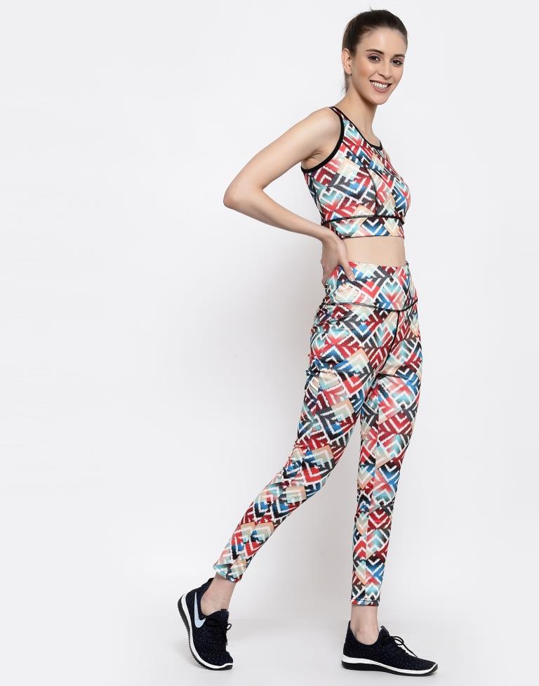 Multicolored Coloured Printed Lycra Sportswear | Leemboodi