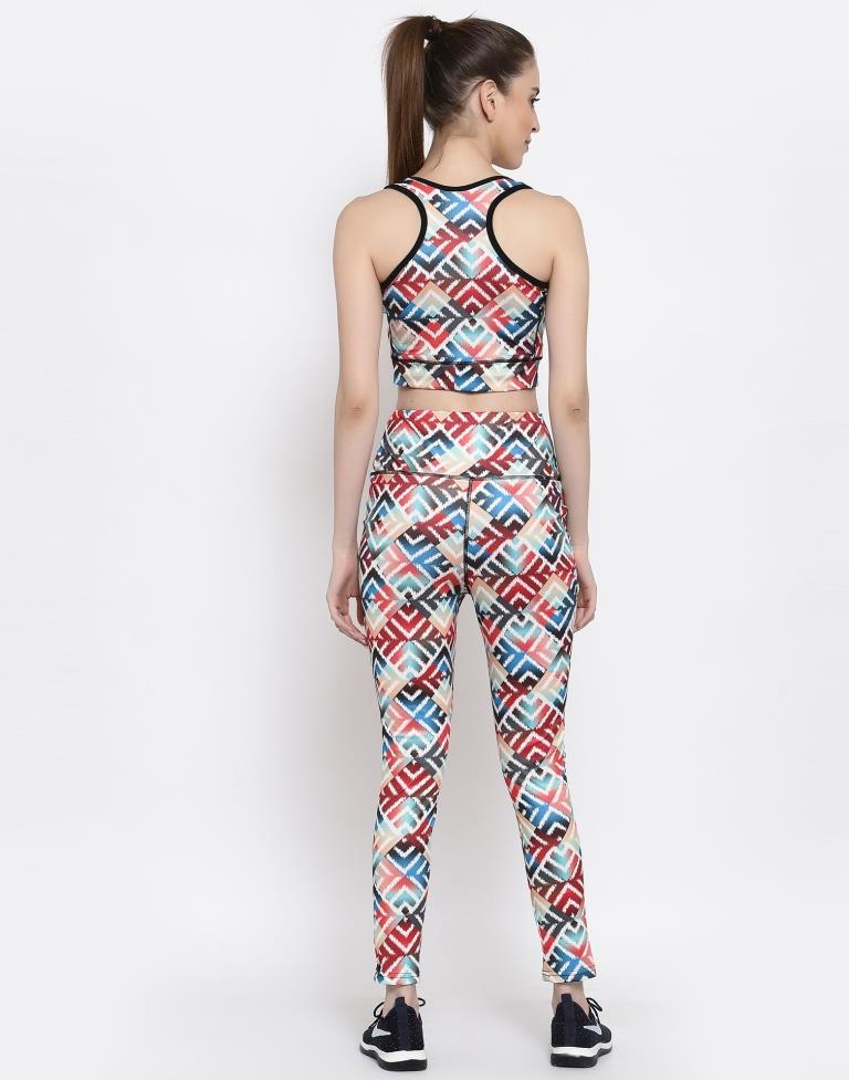 Multicolored Coloured Printed Lycra Sportswear | Leemboodi