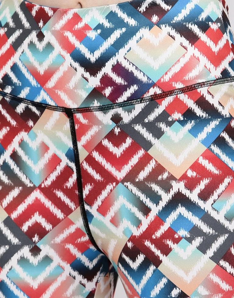 Multicolored Coloured Printed Lycra Sportswear | Leemboodi