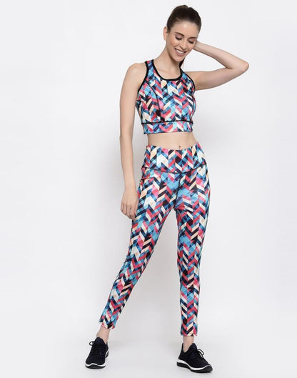 Multicolored Coloured Printed Lycra Sportswear | Leemboodi