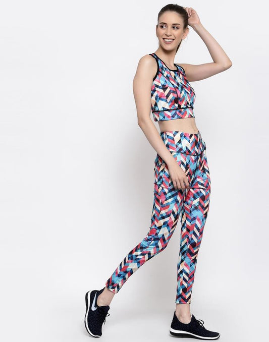 Multicolored Coloured Printed Lycra Sportswear | Leemboodi