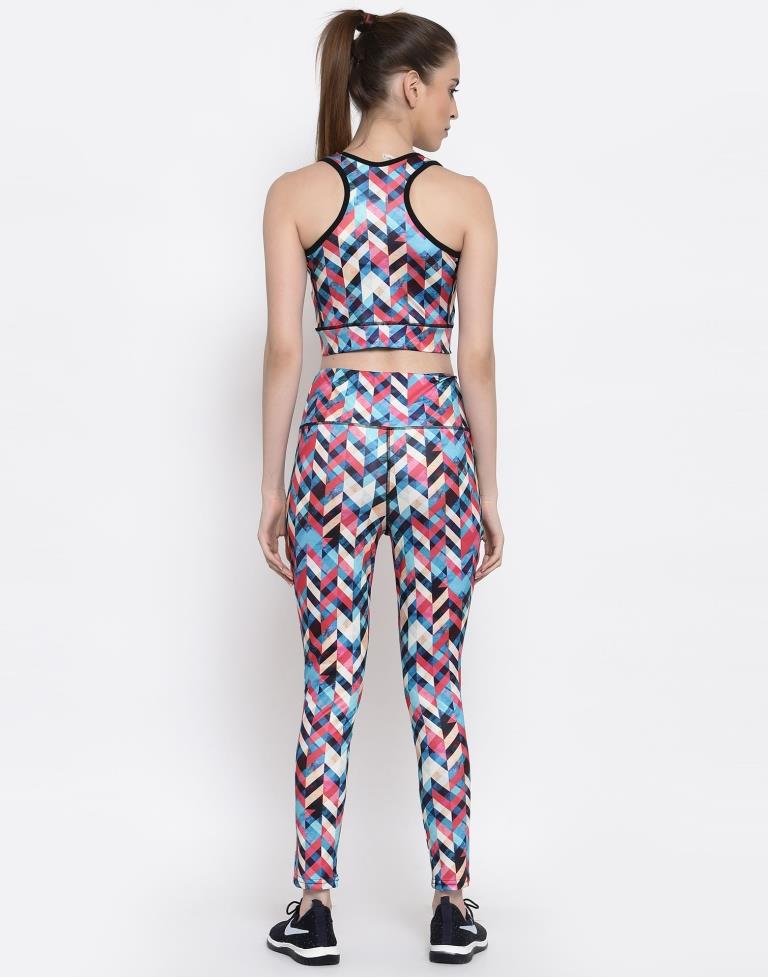 Multicolored Coloured Printed Lycra Sportswear | Leemboodi