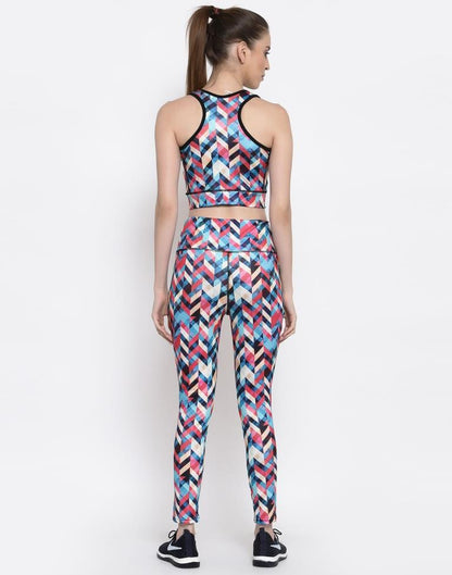 Multicolored Coloured Printed Lycra Sportswear | Leemboodi