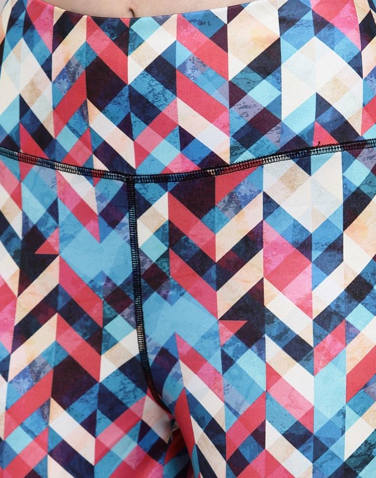 Multicolored Coloured Printed Lycra Sportswear | Leemboodi