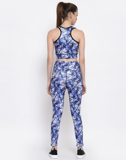 Blue Coloured Printed Lycra Sportswear | Leemboodi
