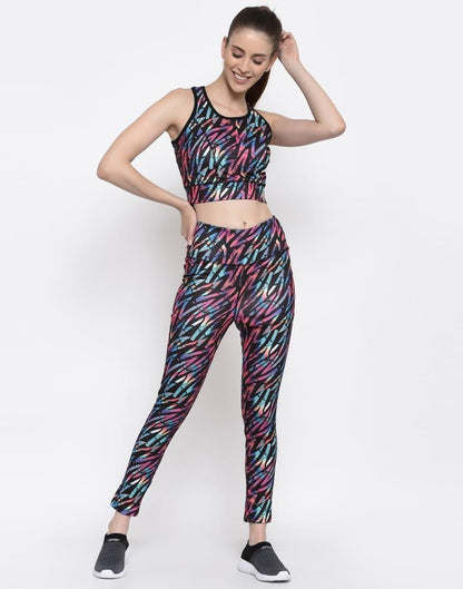 Multicolored Coloured Printed Lycra Sportswear | Leemboodi