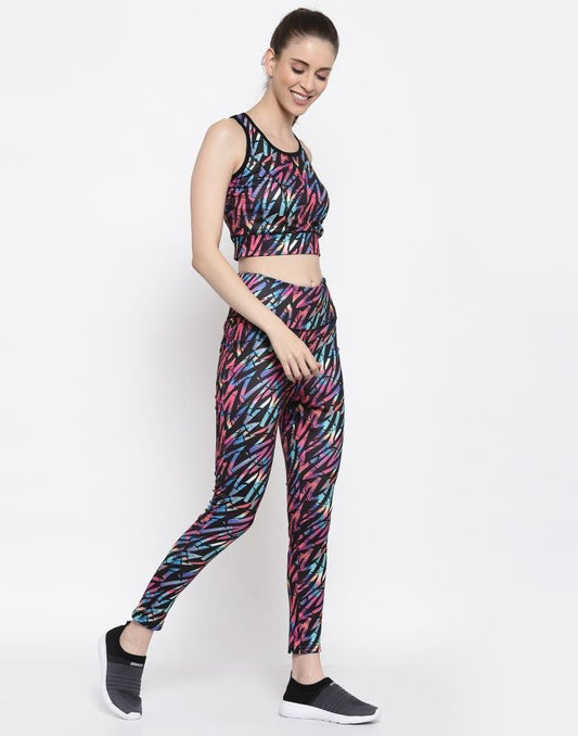 Multicolored Coloured Printed Lycra Sportswear | Leemboodi
