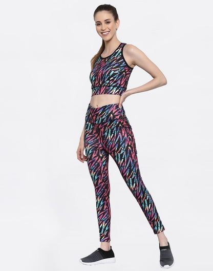 Multicolored Coloured Printed Lycra Sportswear | Leemboodi