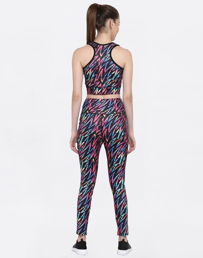 Multicolored Coloured Printed Lycra Sportswear | Leemboodi