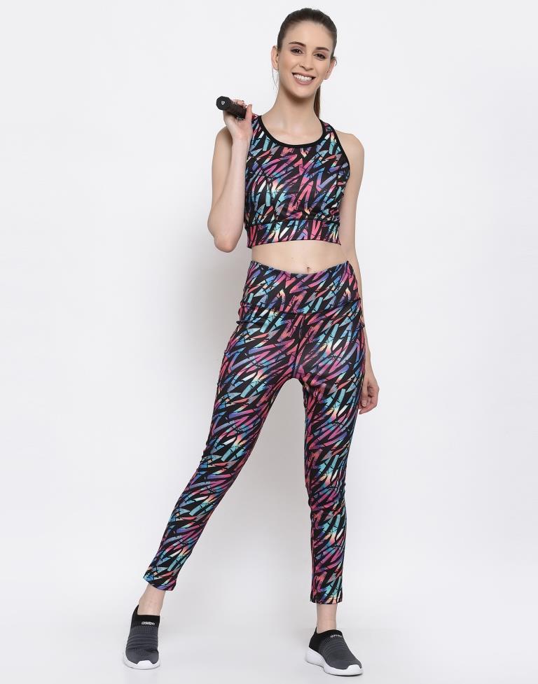 Multicolored Coloured Printed Lycra Sportswear | Leemboodi