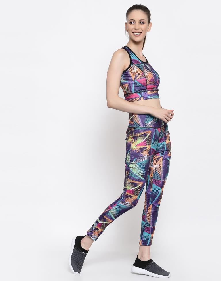 Multicolored Coloured Printed Lycra Sportswear | Leemboodi