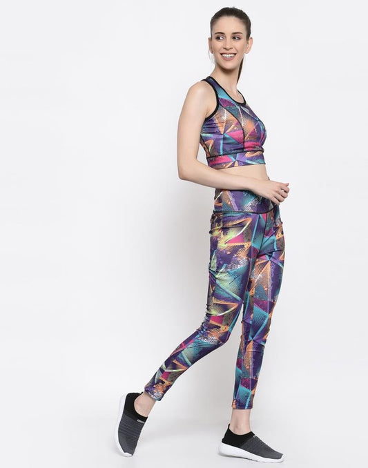 Multicolored Coloured Printed Lycra Sportswear | Leemboodi