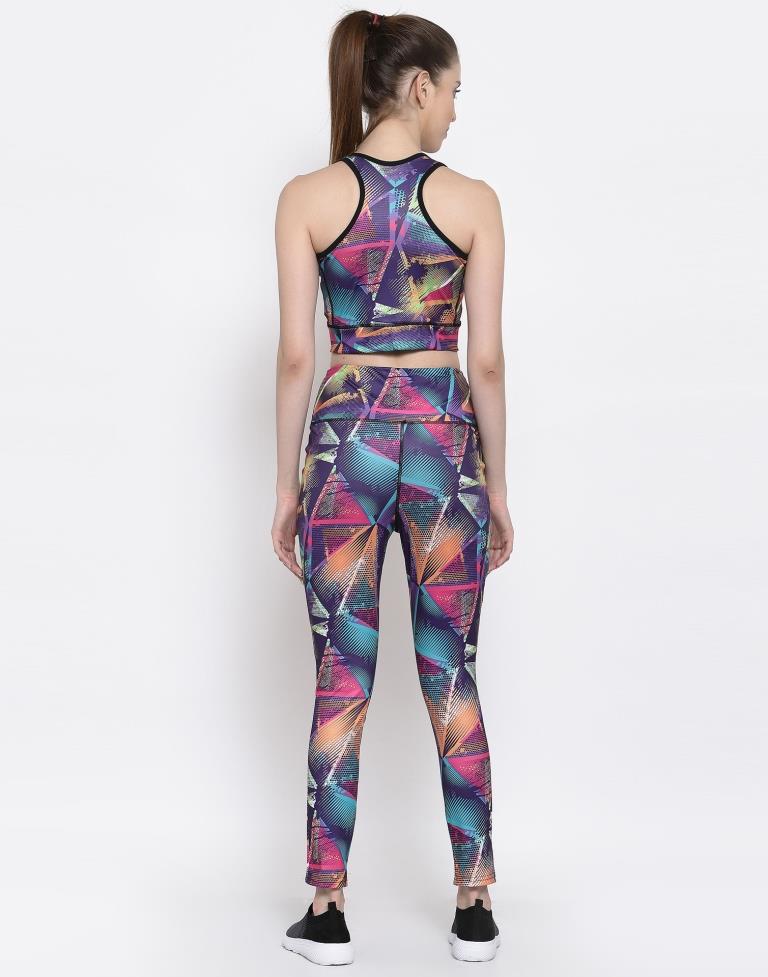 Multicolored Coloured Printed Lycra Sportswear | Leemboodi