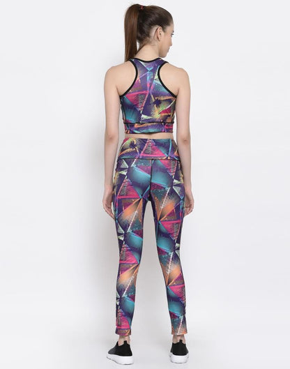 Multicolored Coloured Printed Lycra Sportswear | Leemboodi