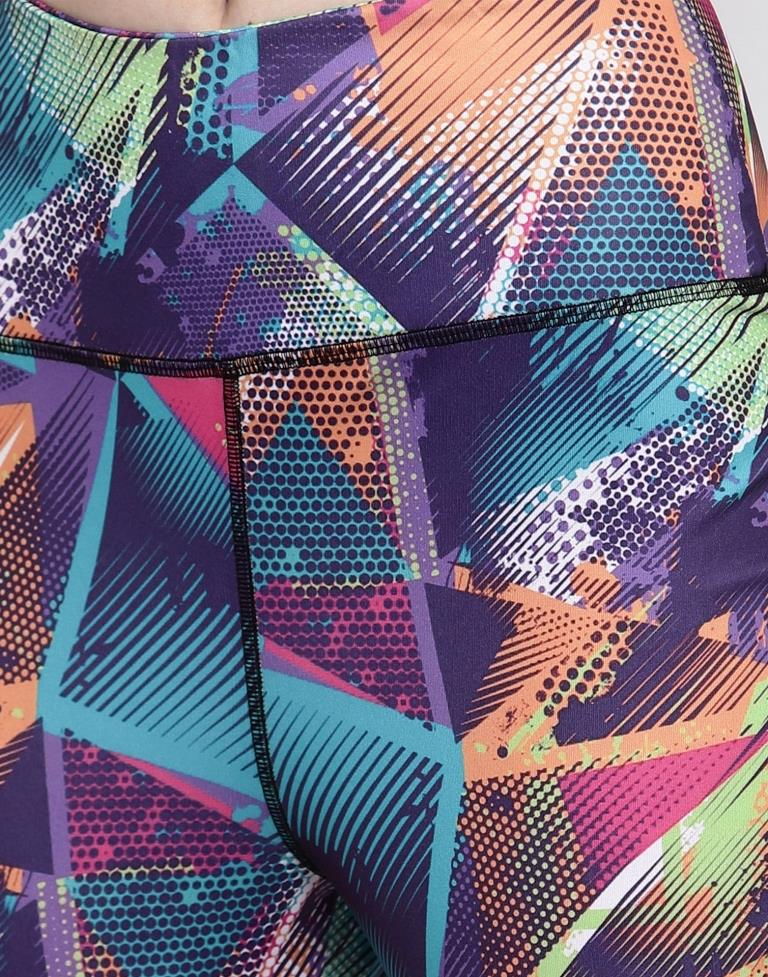 Multicolored Coloured Printed Lycra Sportswear | Leemboodi