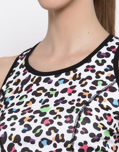 White Coloured Printed Lycra Sportswear | Leemboodi