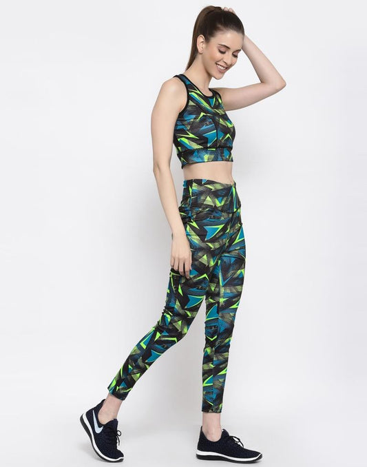 Black Coloured Printed Lycra Sportswear | Leemboodi