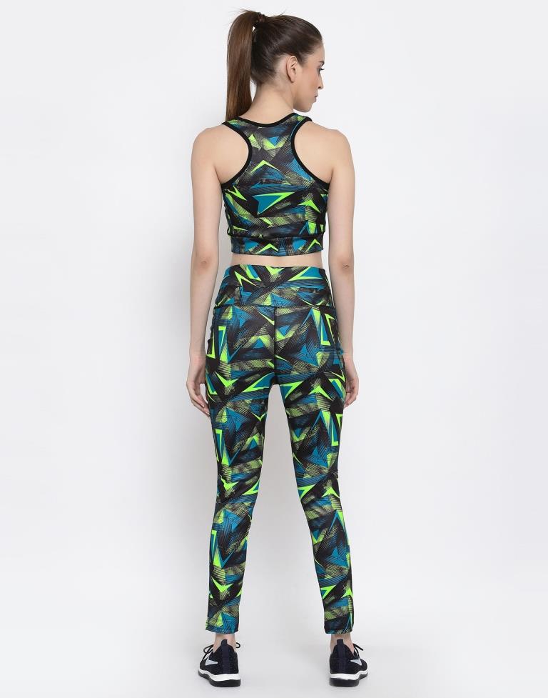 Black Coloured Printed Lycra Sportswear | Leemboodi