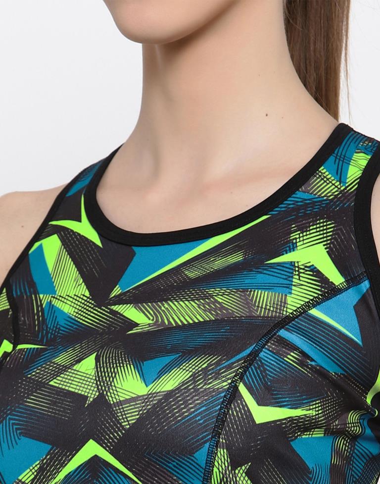 Black Coloured Printed Lycra Sportswear | Leemboodi