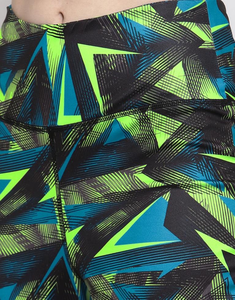 Black Coloured Printed Lycra Sportswear | Leemboodi