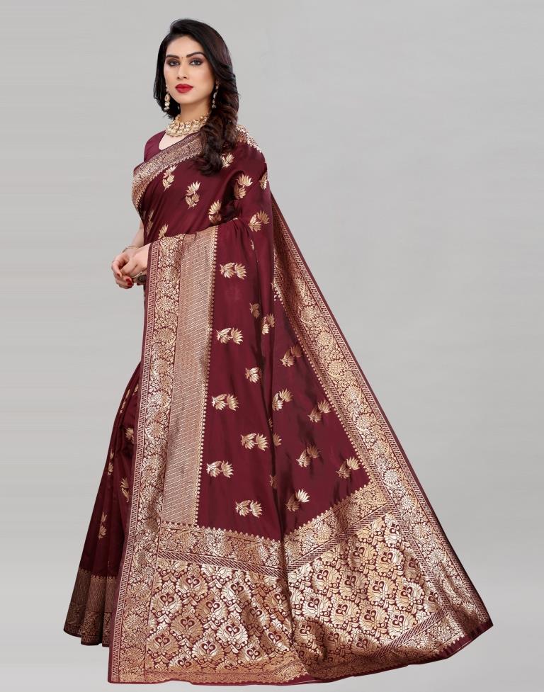 Maroon Banarasi Saree | Sudathi