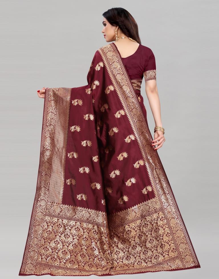 Maroon Banarasi Saree | Sudathi