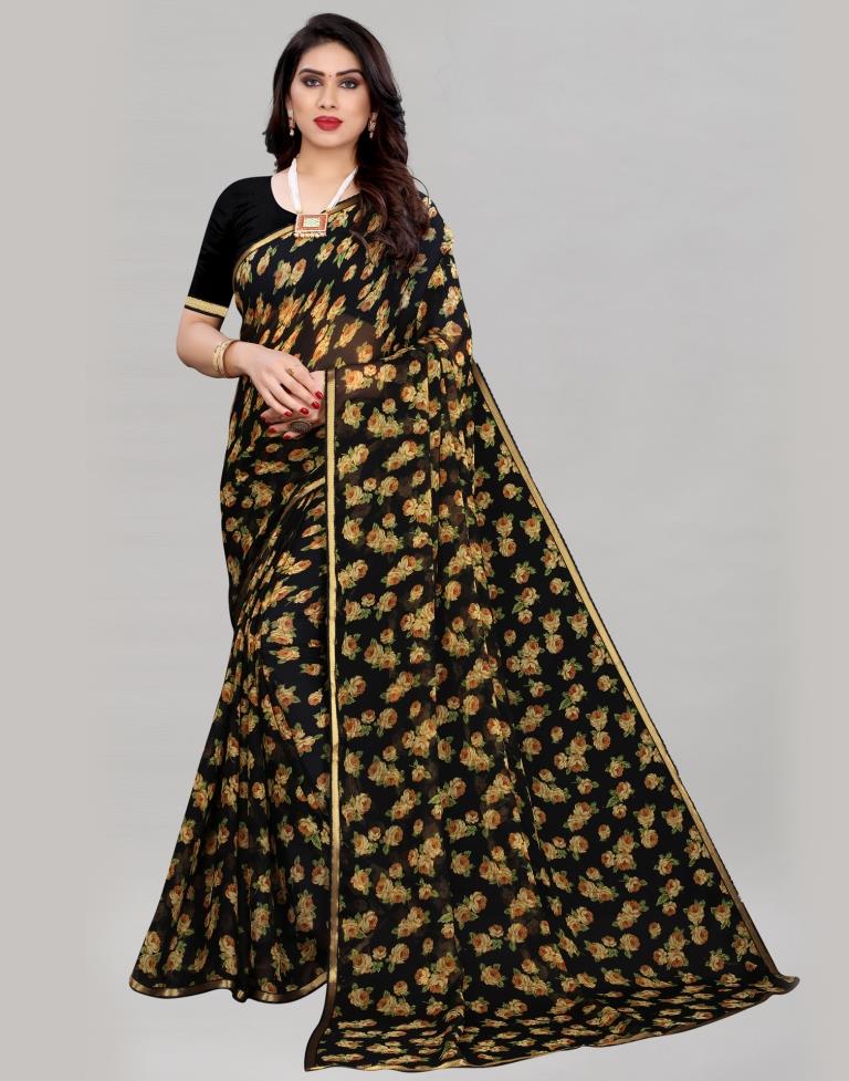 Idyiic Black Printed Saree | Sudathi