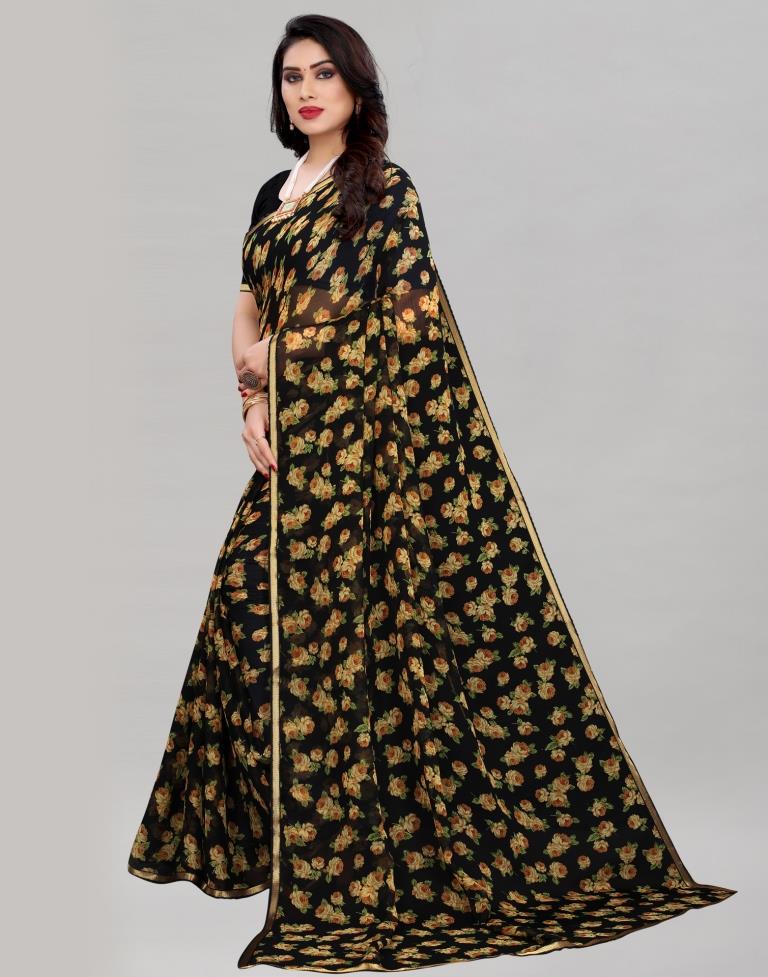 Idyiic Black Printed Saree | Sudathi