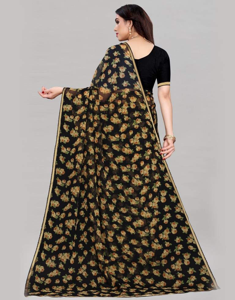 Idyiic Black Printed Saree | Sudathi