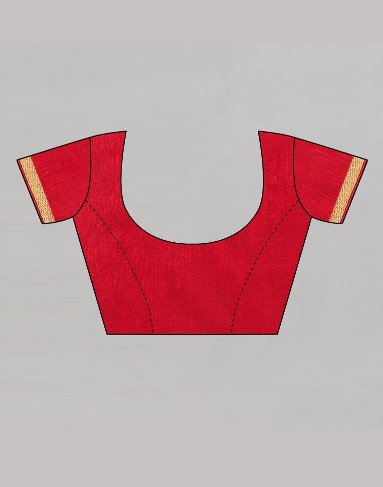 Sleek Red Printed Saree | Sudathi