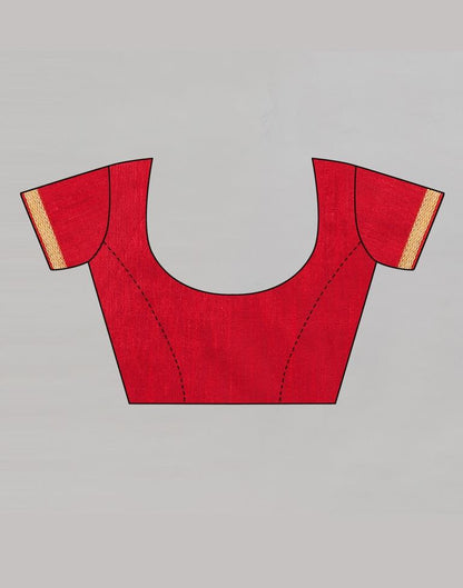 Sleek Red Printed Saree | Sudathi