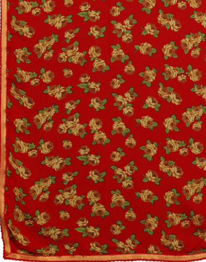 Sleek Red Printed Saree | Sudathi