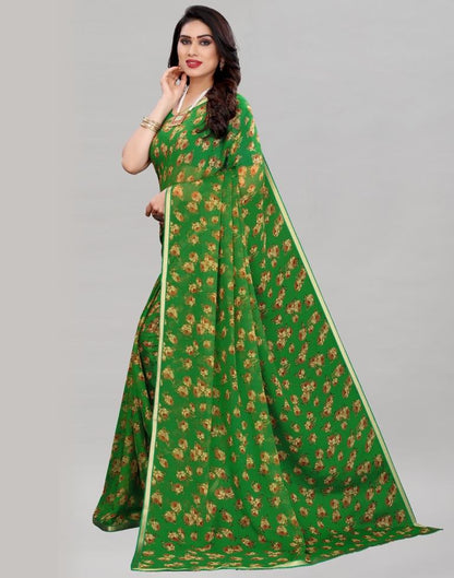 Favourable Green Printed Saree | Sudathi