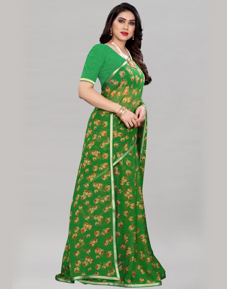 Favourable Green Printed Saree | Sudathi