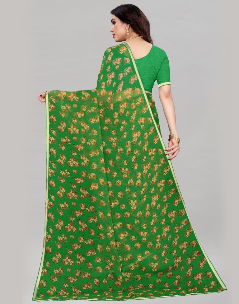 Favourable Green Printed Saree | Sudathi