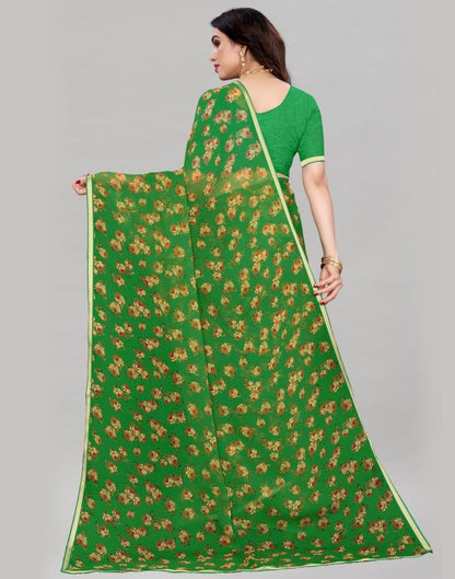 Favourable Green Printed Saree | Sudathi