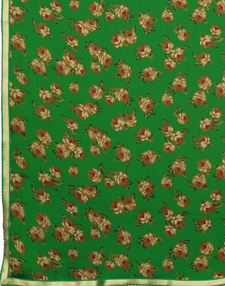 Favourable Green Printed Saree | Sudathi