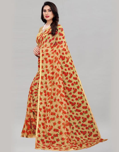 Whimsical Cream Printed Saree | Sudathi