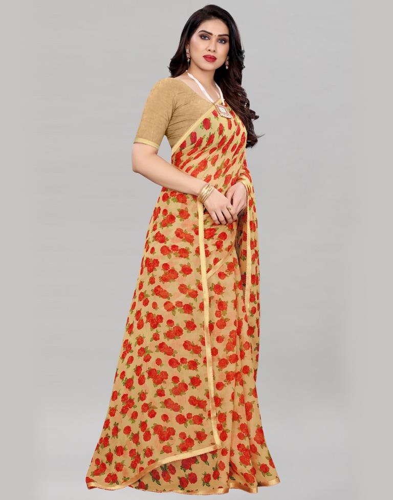 Whimsical Cream Printed Saree | Sudathi