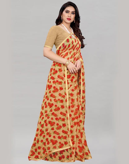 Whimsical Cream Printed Saree | Sudathi
