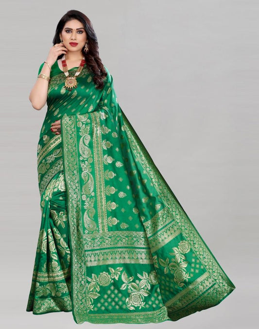 Beautiful Green Banarasi Saree | Sudathi
