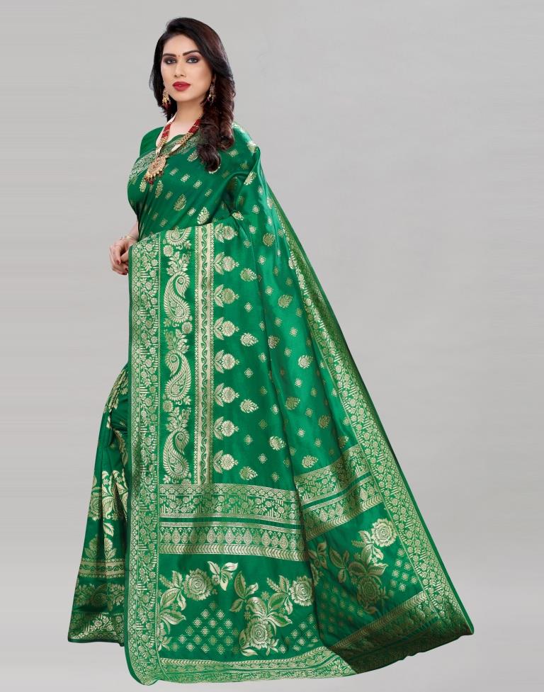 Beautiful Green Banarasi Saree | Sudathi
