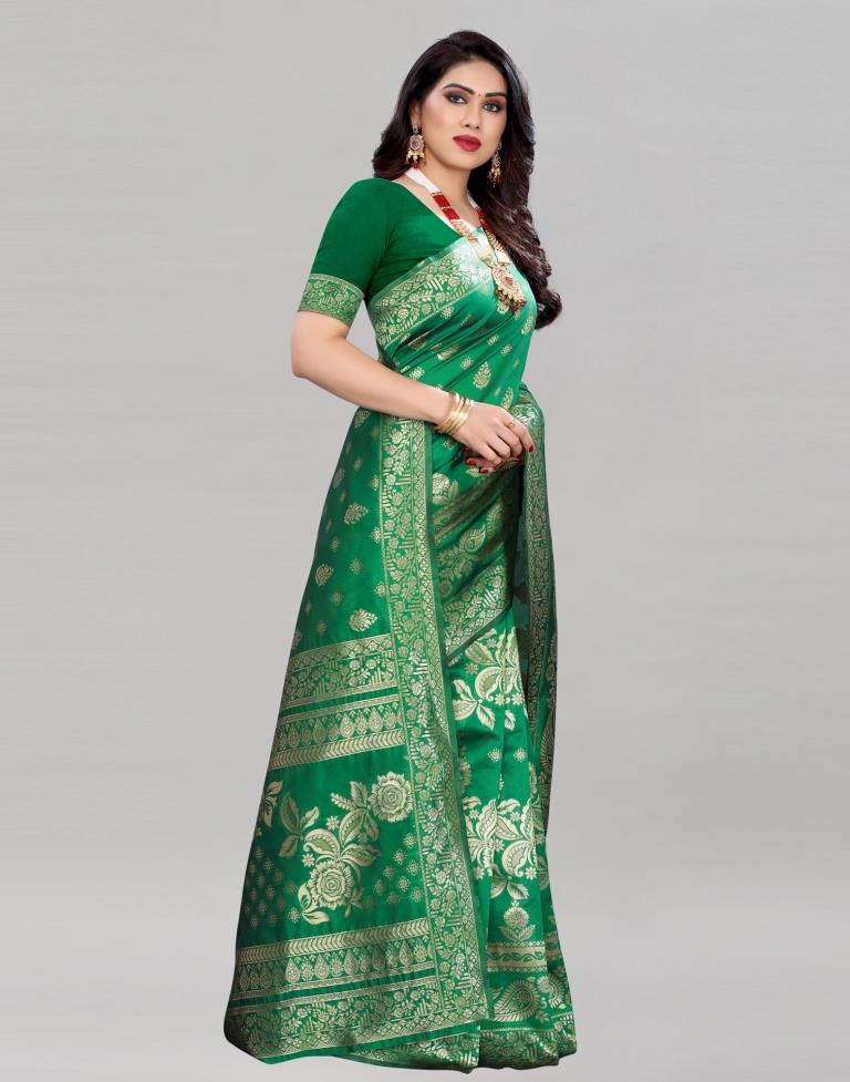 Beautiful Green Banarasi Saree | Sudathi