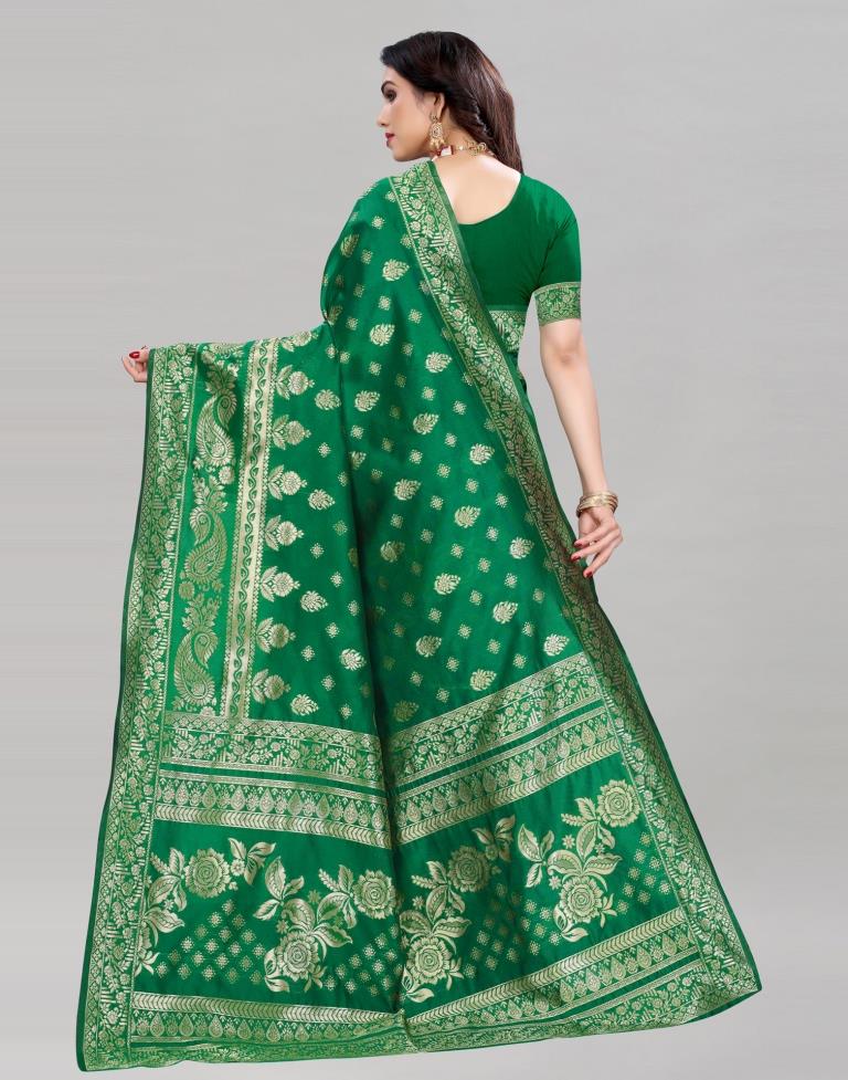 Beautiful Green Banarasi Saree | Sudathi