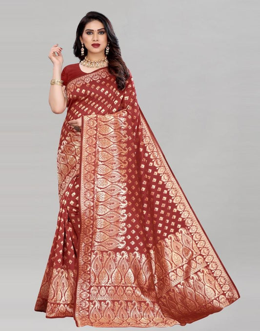 Voguish Red Banarasi Saree | Sudathi