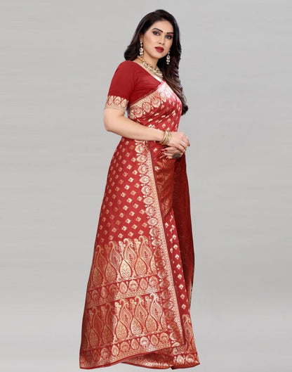 Voguish Red Banarasi Saree | Sudathi