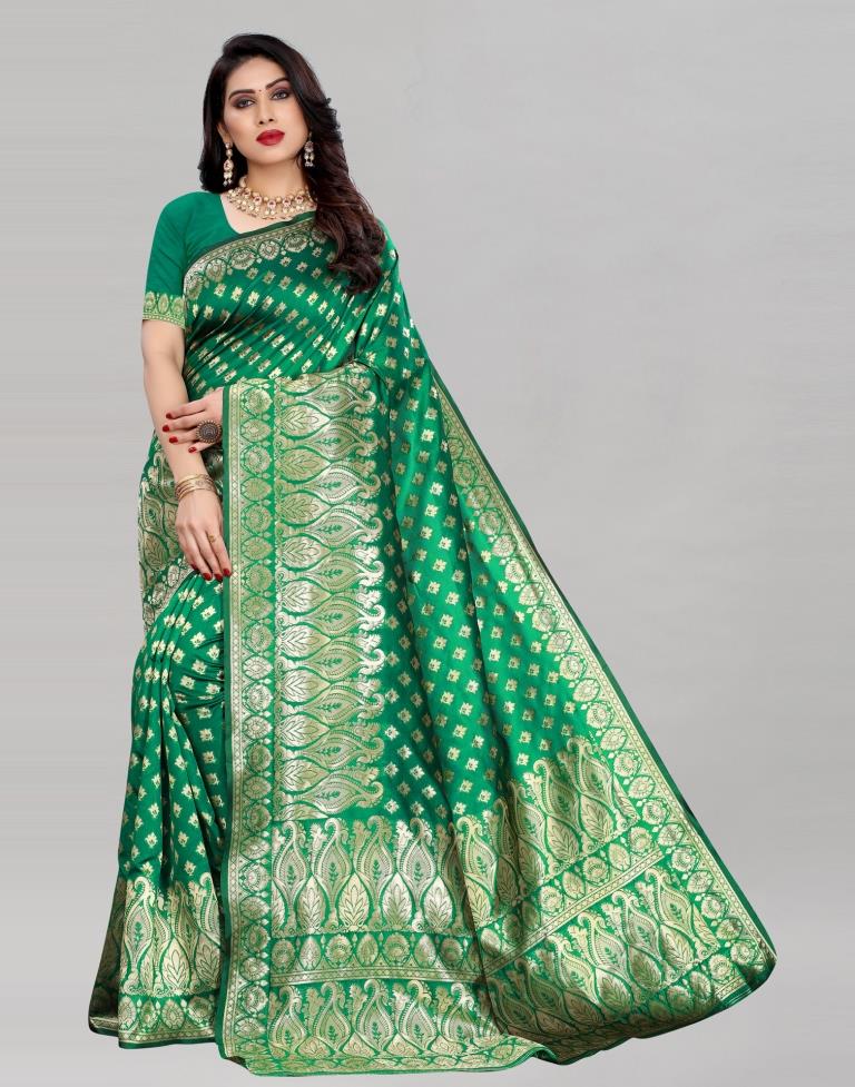 Attractive Green Banarasi Saree | Sudathi