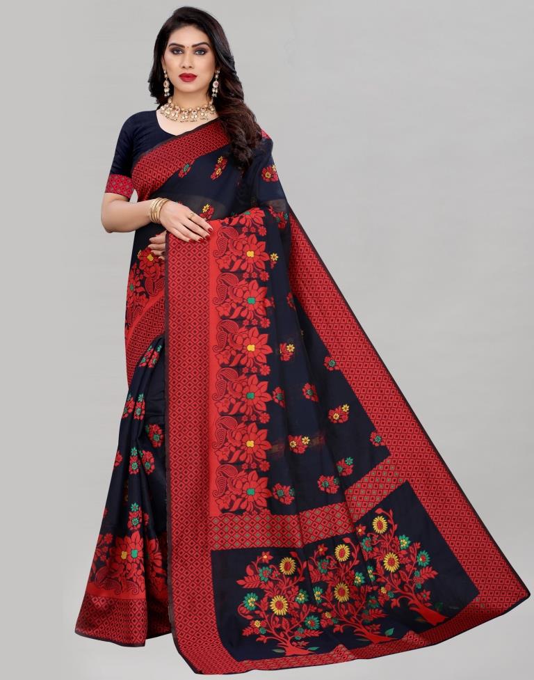 Distinctive Blue Cotton Saree | Sudathi