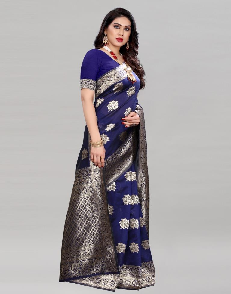 Classy Navy Blue Banarasi Saree | Sudathi