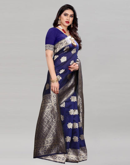 Classy Navy Blue Banarasi Saree | Sudathi